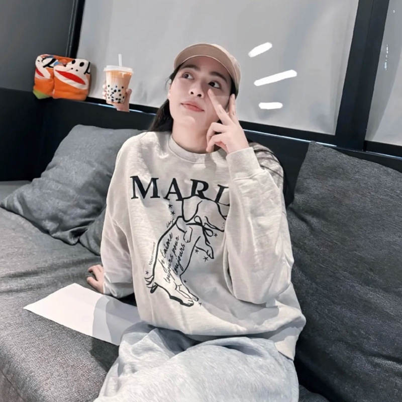 现货韩国潮牌Mardi卫衣女小雏菊24新款印花圆领上衣一件代发详情25