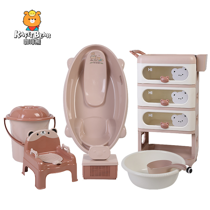Baby bathtub, cartoon mother and baby gift, thickened bath bed, newborn plastic bath set, storage cabinet, baby pic 3