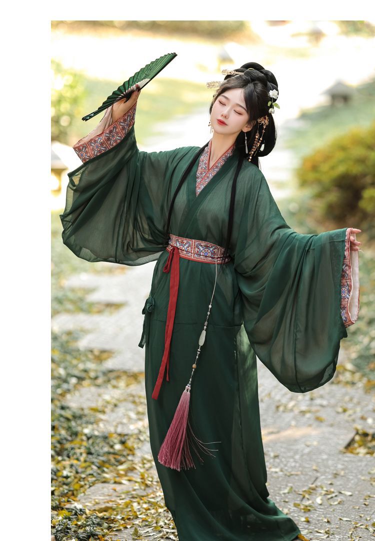 国潮梦域战国袍马山楚墓复原款日常直裾袍汉服女拖尾大放量直裾详情11