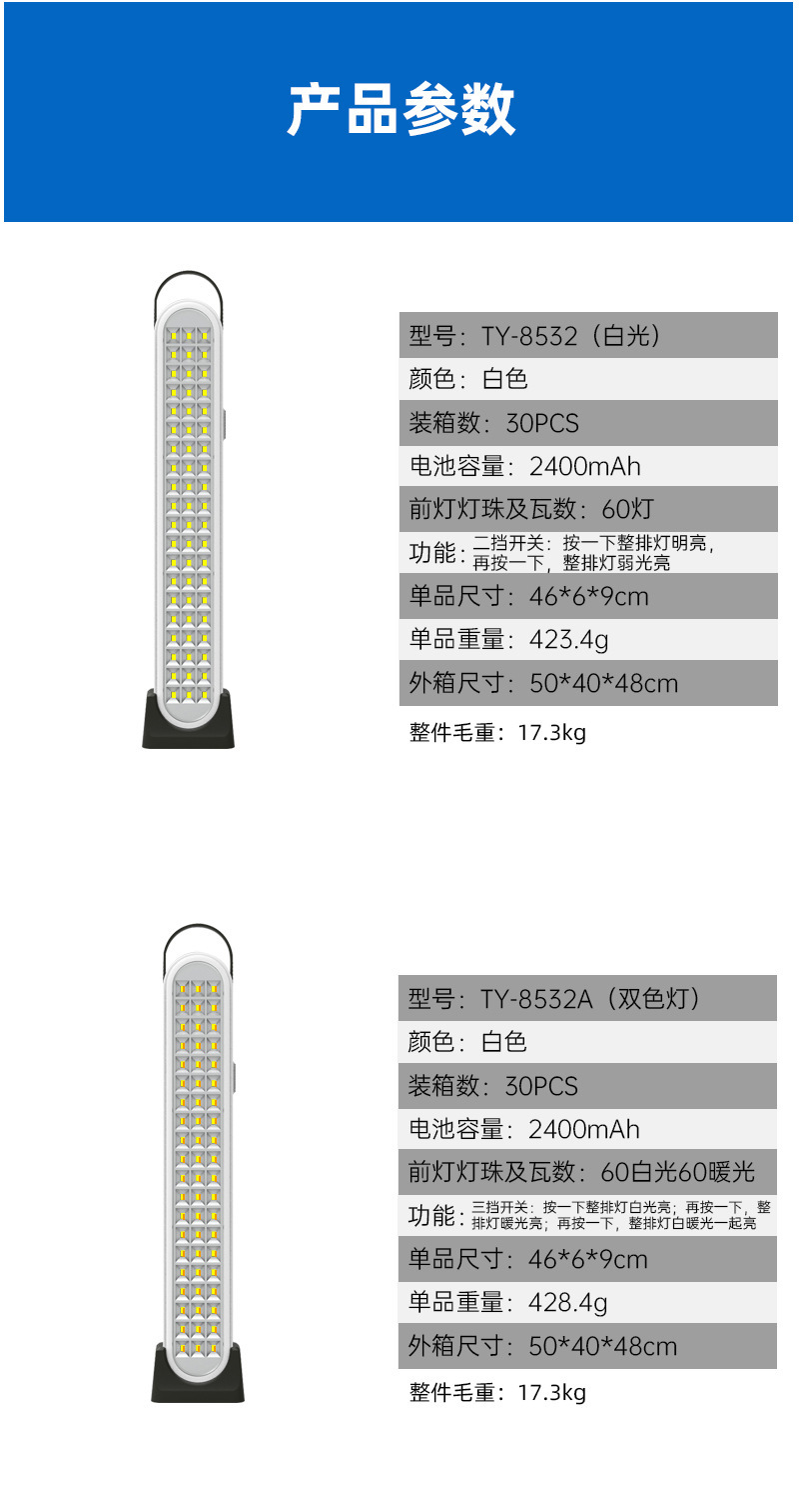 TY-8532 Cross-border Outdoor Camping emergency hand-held lamp Portable, environmentally friendly and energy-saving lighting lamp pic 9