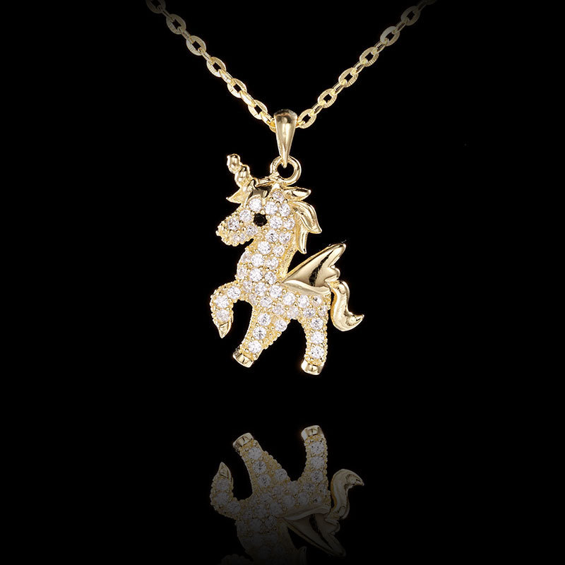 Zhuoheng Select Pure Silver Jewelry - Deer with You 925 Silver Necklace, Starry Sky Unicorn Pendant Necklace, Unrestrained Imagination pic 2