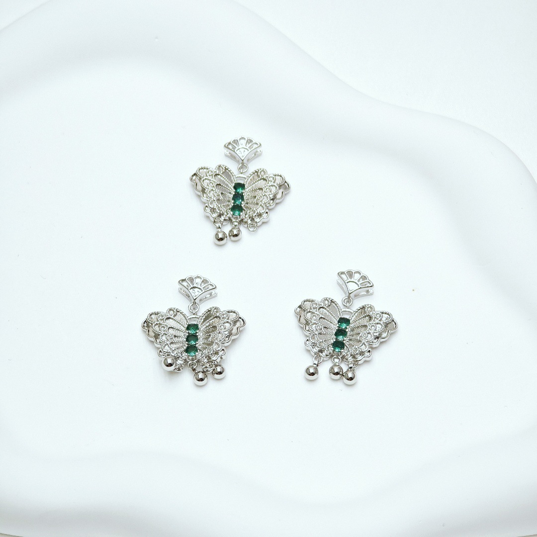 幽梦蝶生珐琅蝴蝶吊坠越南沙金珍珠首饰久不掉色锁骨项链女批发详情9