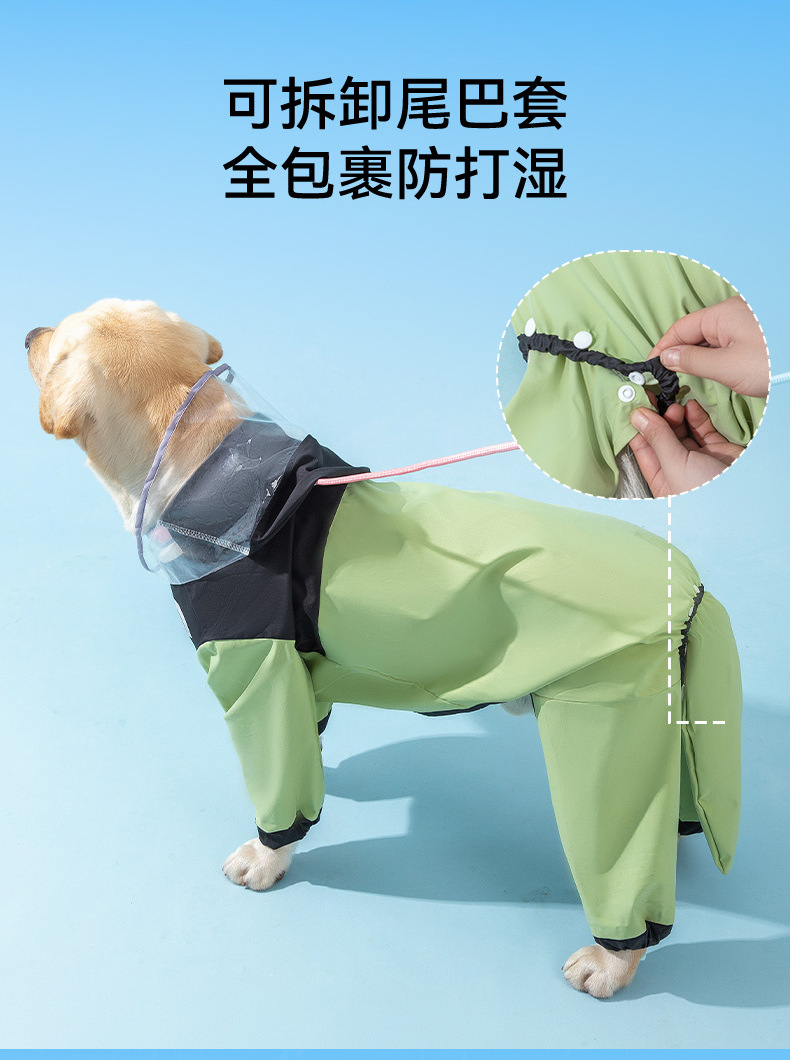Cross-border foreign trade dog fashion patchwork Golden Retriever large dog raincoat, medium and large dog four-legged full coverage waterproof pet raincoat pic 8