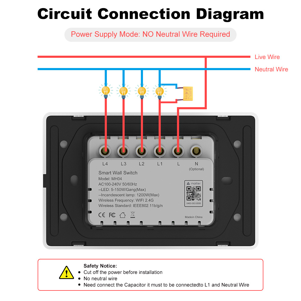 Matter+WIFI magnetic hold, single fire, zero fire, US-spec push-button switch, Homekit direct connection, Tuya APP direct connection pic 8