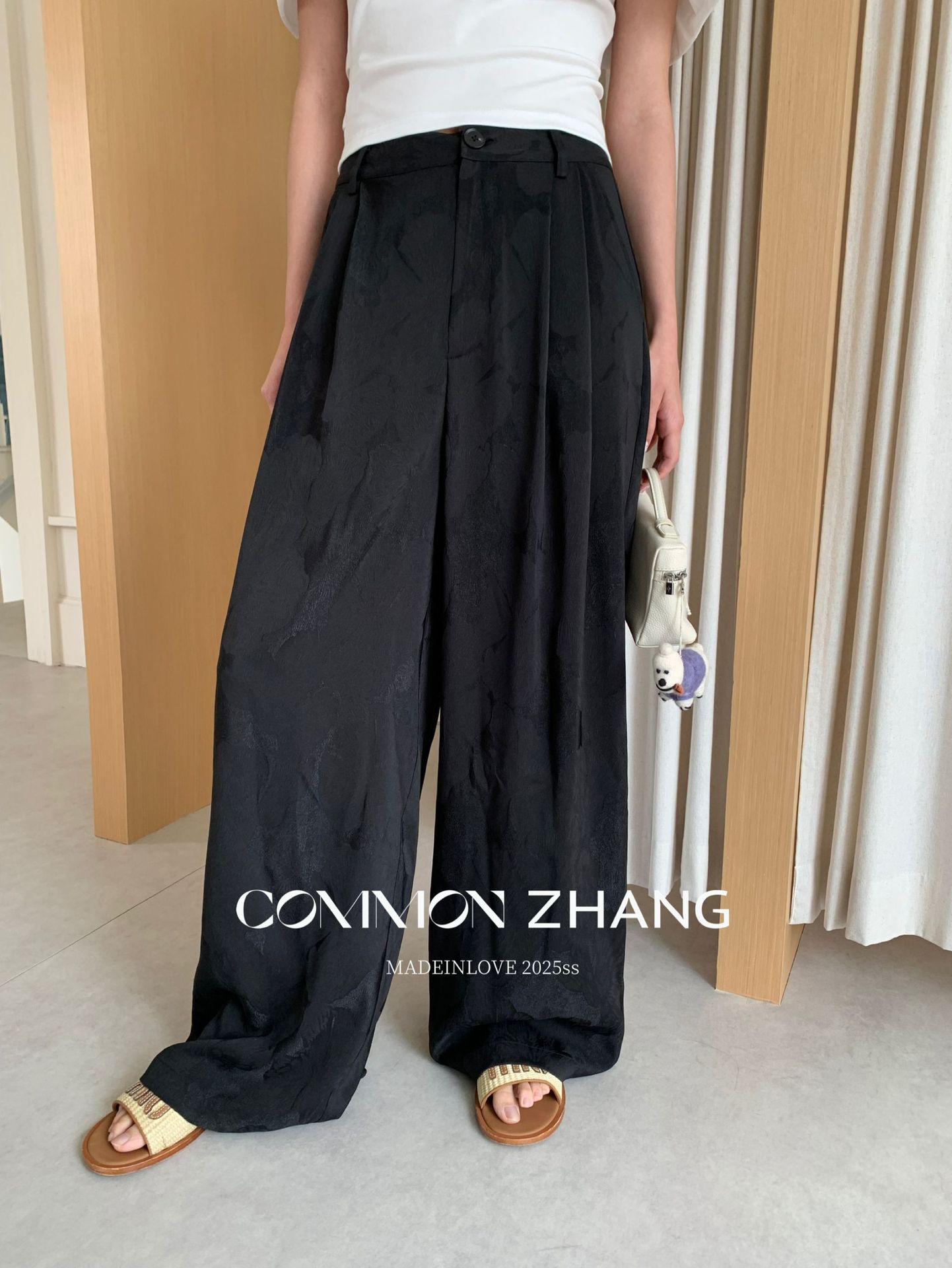 CZ ZHANG夏季韩版通勤时髦质感低腰阔腿垂感拖地百搭休闲裤B21335详情19