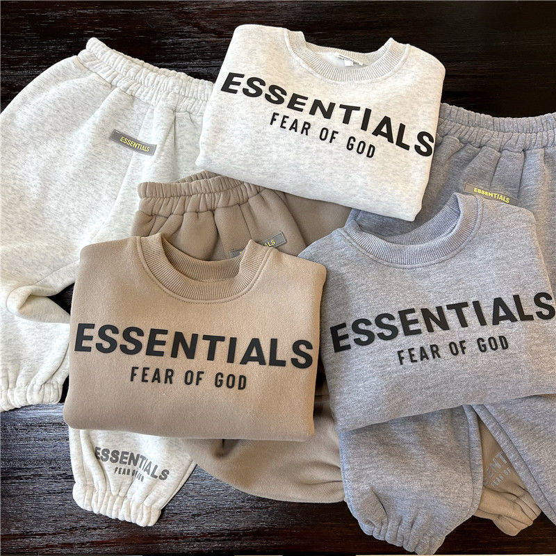 男童女童加绒套装2023秋冬新款字母印花圆领卫衣卫裤宝宝两件套潮详情16