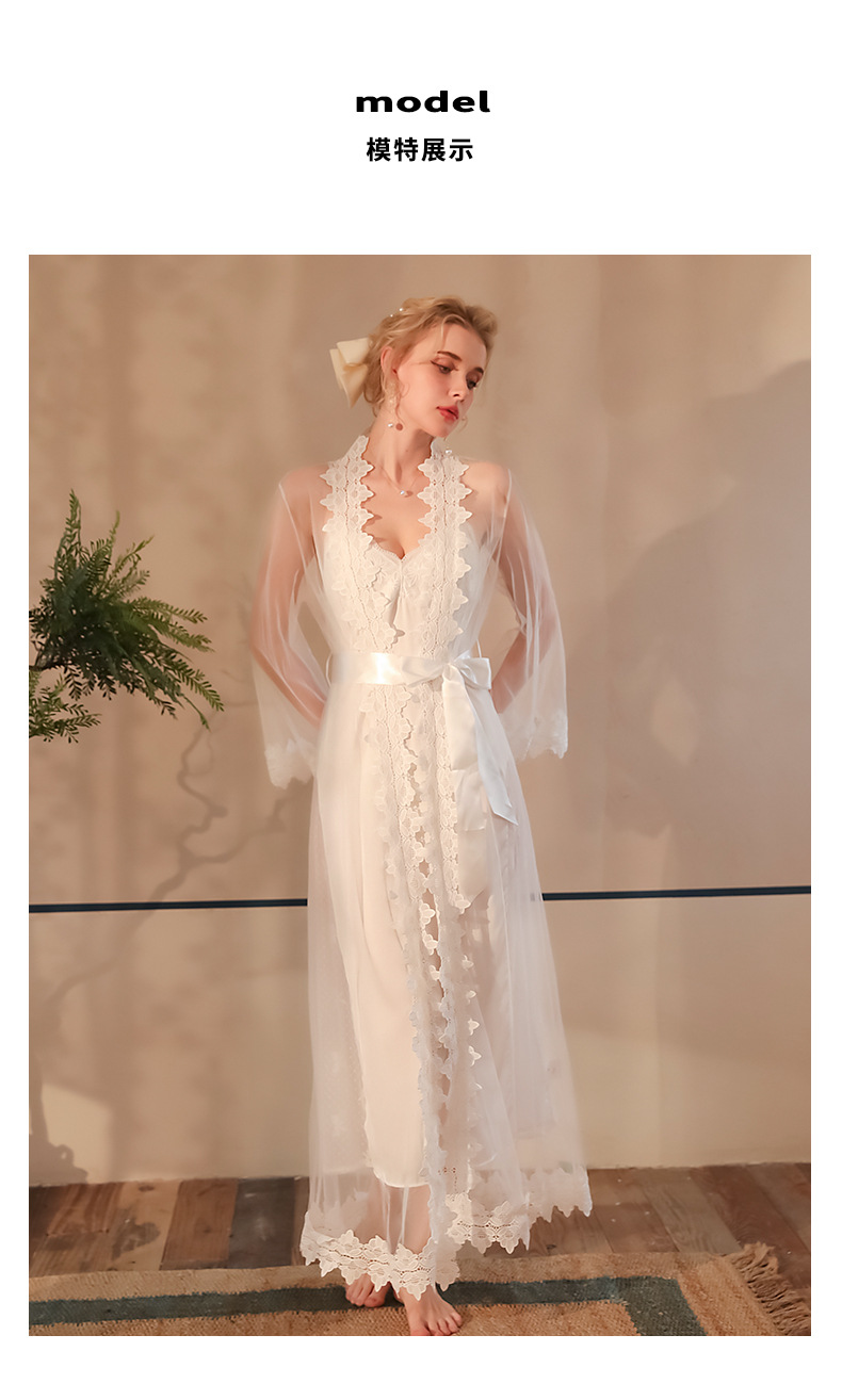 Factory wholesale bride morning dress set, satin backless halter nightgown, mesh lace nightgown, home dress 538 pic 8
