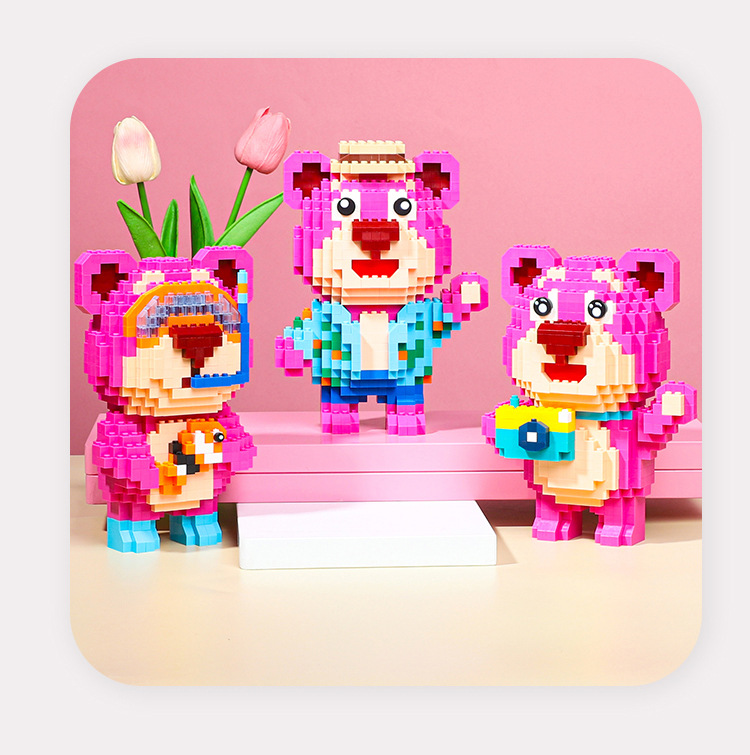 草莓熊系列樱桃熊益智拼装生日礼物送朋友积木熊小颗粒积木玩具详情12