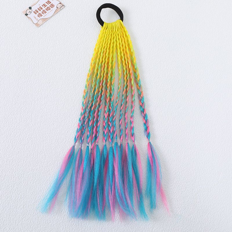 Colorful braids for children, hip-hop gradient short braids, hair bands, ponytails, dreadlocks, wigs, European and American Tibetan hair accessories pic 28