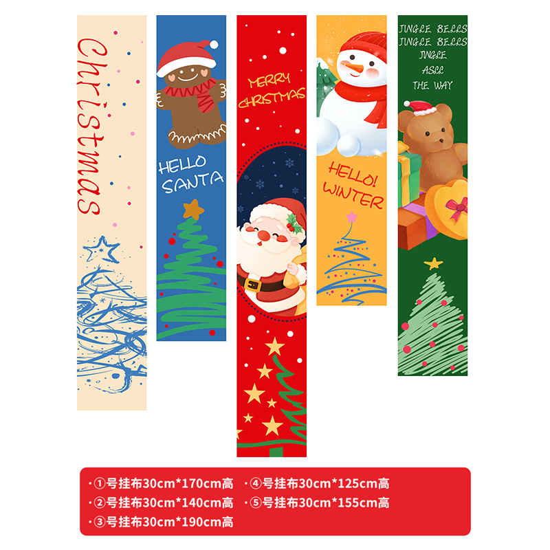 Amazon christmas new Product Decorative banner Polyester Christmas background fabric set Banner Banner Christmas pic 3