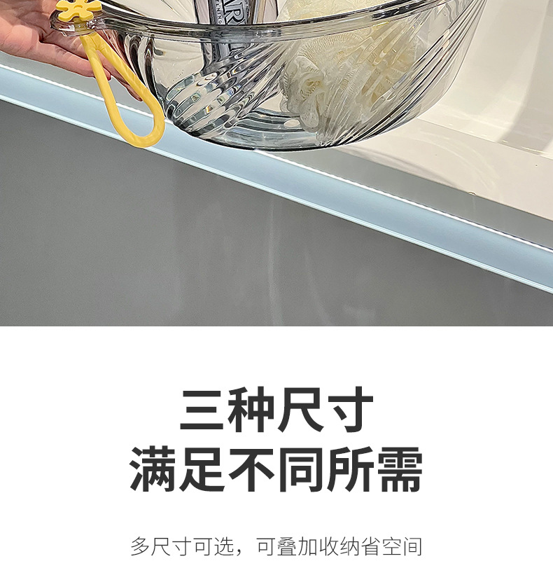 家用高颜值透明加厚纹理洗衣盆多功能壁挂洗脚盆塑料厨房洗菜盆子详情10