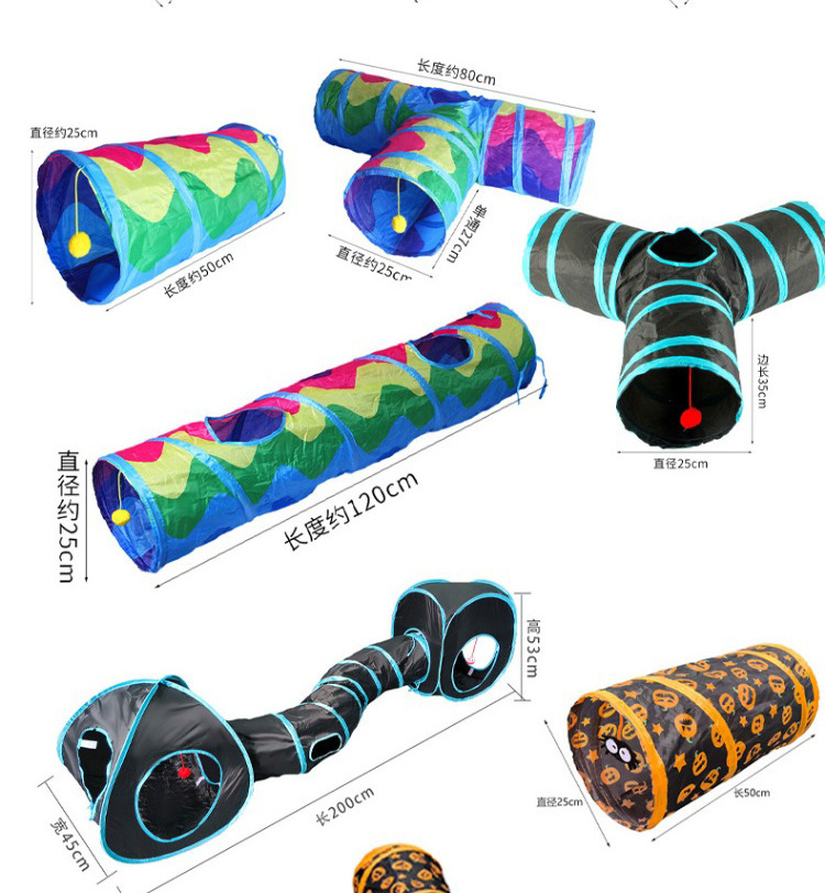 Z厂家现货宠物用品猫咪通道 多色智益猫玩具钻桶可折叠猫通道批发详情10