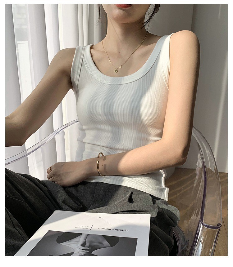 260g高质量螺纹绵纯棉女士背心遮副乳修身显瘦内搭外穿打底防走光详情18