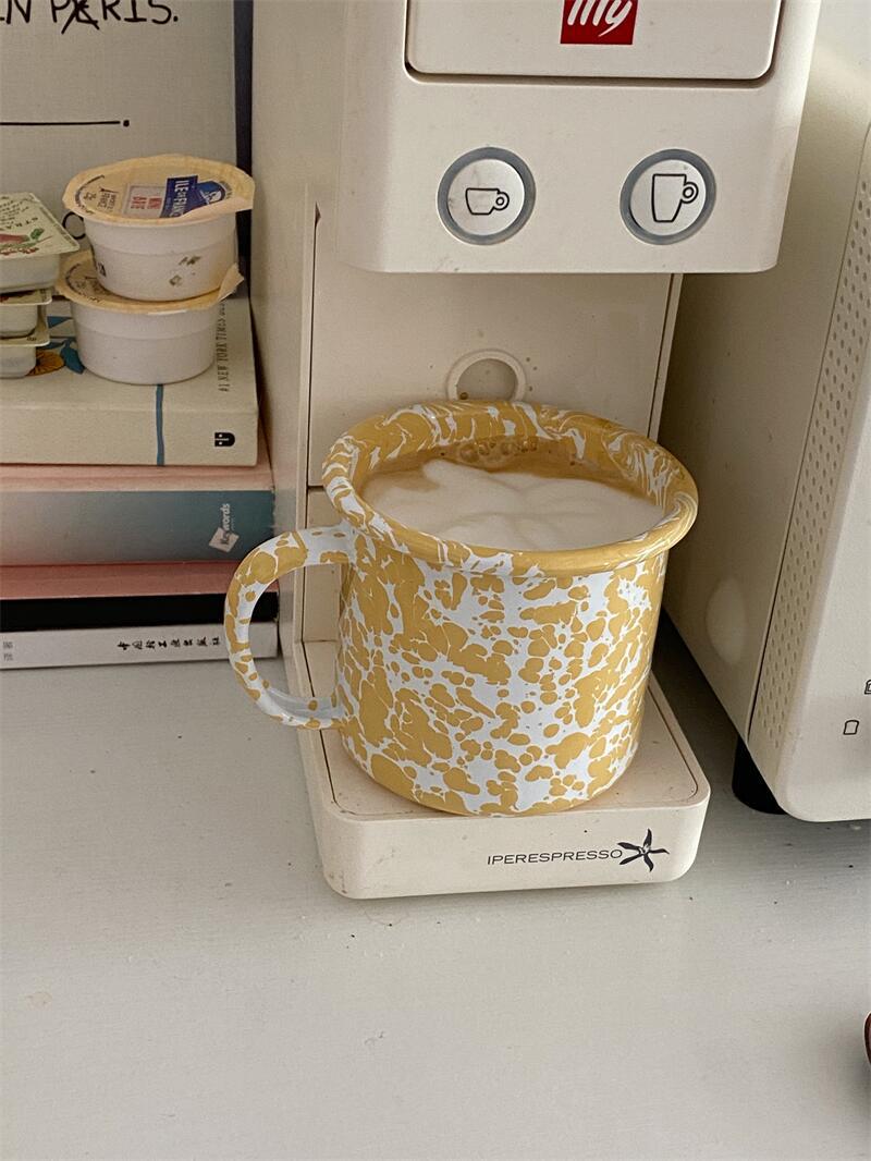 韩国ins同款复古泼墨搪瓷餐具套装搪瓷碗马克杯盘详情15