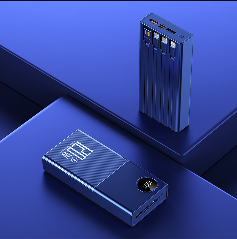 Customized new super fast charging 120W power bank with built-in cable, 20,000mah large-capacity mobile phone power bank pic 27