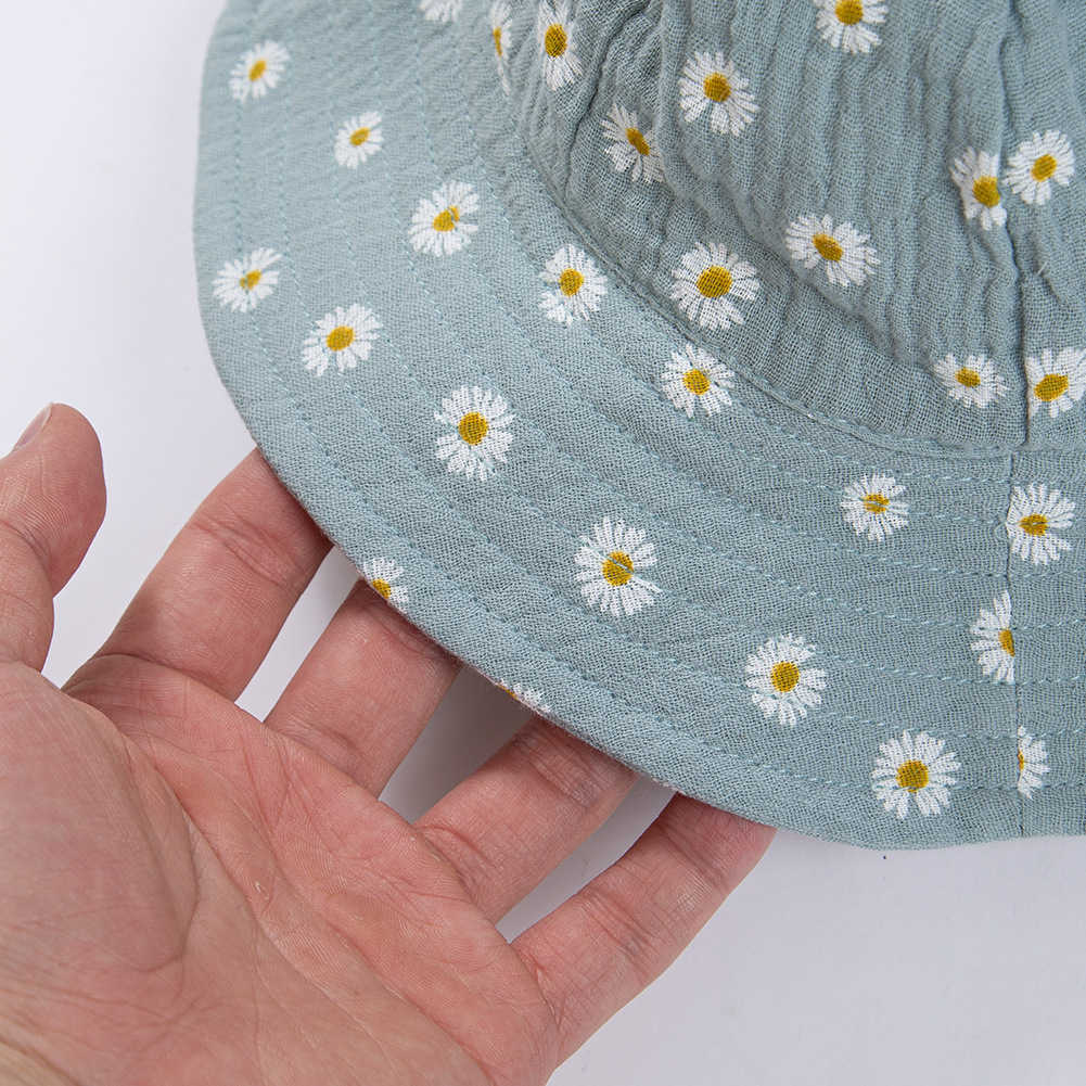 跨级新款婴儿纯棉盆帽欧美宝宝印花渔夫帽双层纱布透气遮阳渔天帽详情9