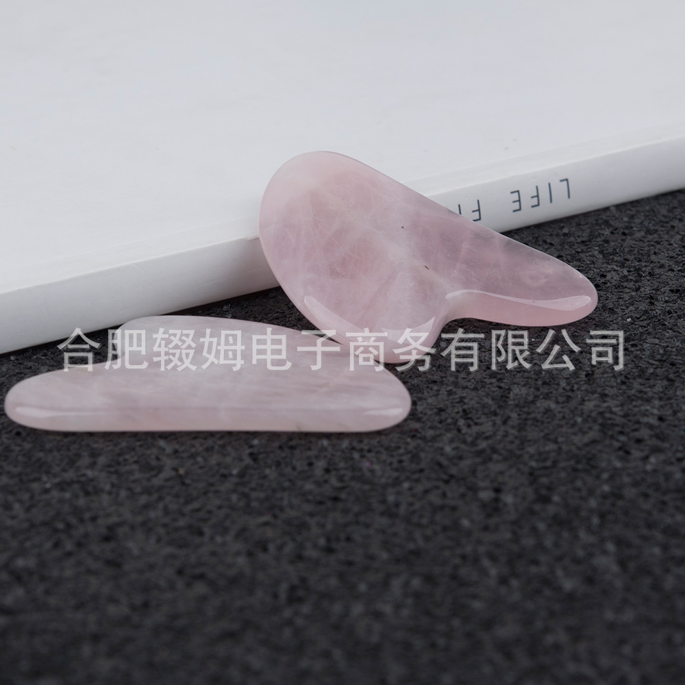 粉晶刮痧板心形刮痧按摩器美容面部脸部天然玉石手指粉水晶刮痧片详情12