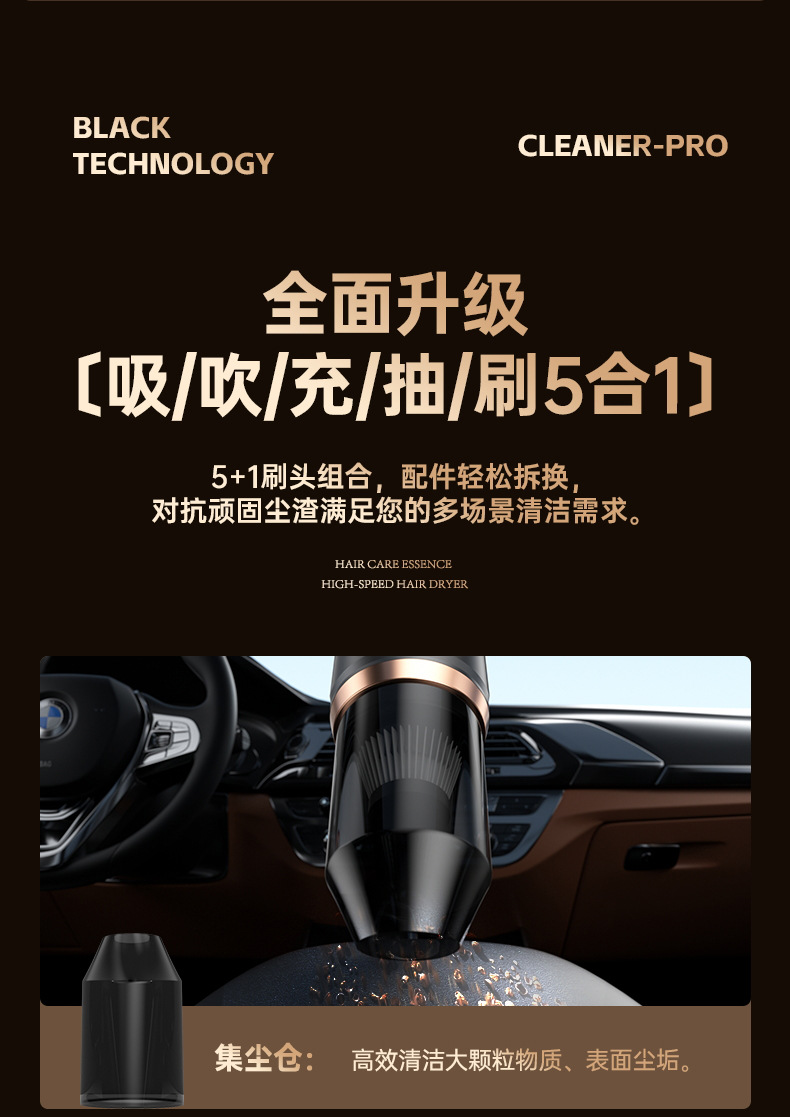 新款五合一车载吸尘器手持小型无线超强吸力汽车内强力迷你吸尘机详情15