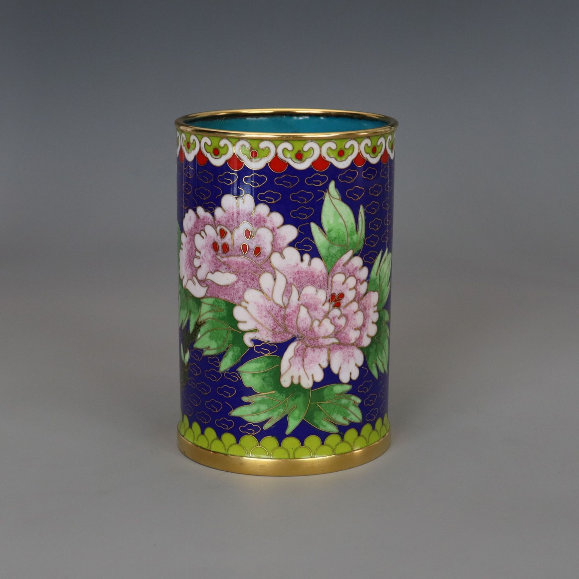 Beijing Cloisonne craft culture gift and decorative item: Traditional copper body cloisonne enamel polished 5-inch pen holder pic 7