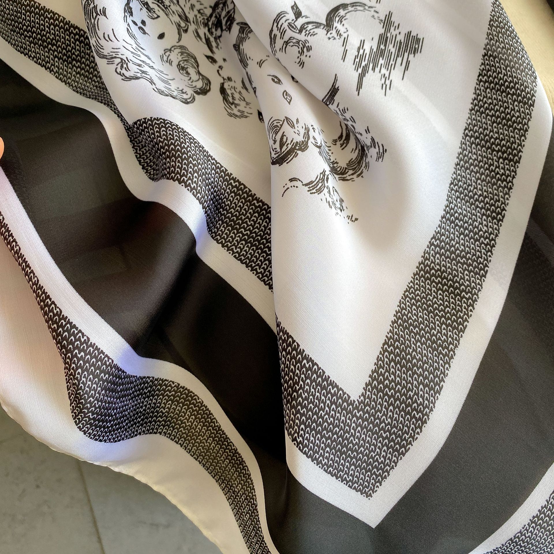 New faux silk scarf for women, 110cm plain weave large square scarf, versatile printed decorative sun protection shawl, summer wholesale pic 11