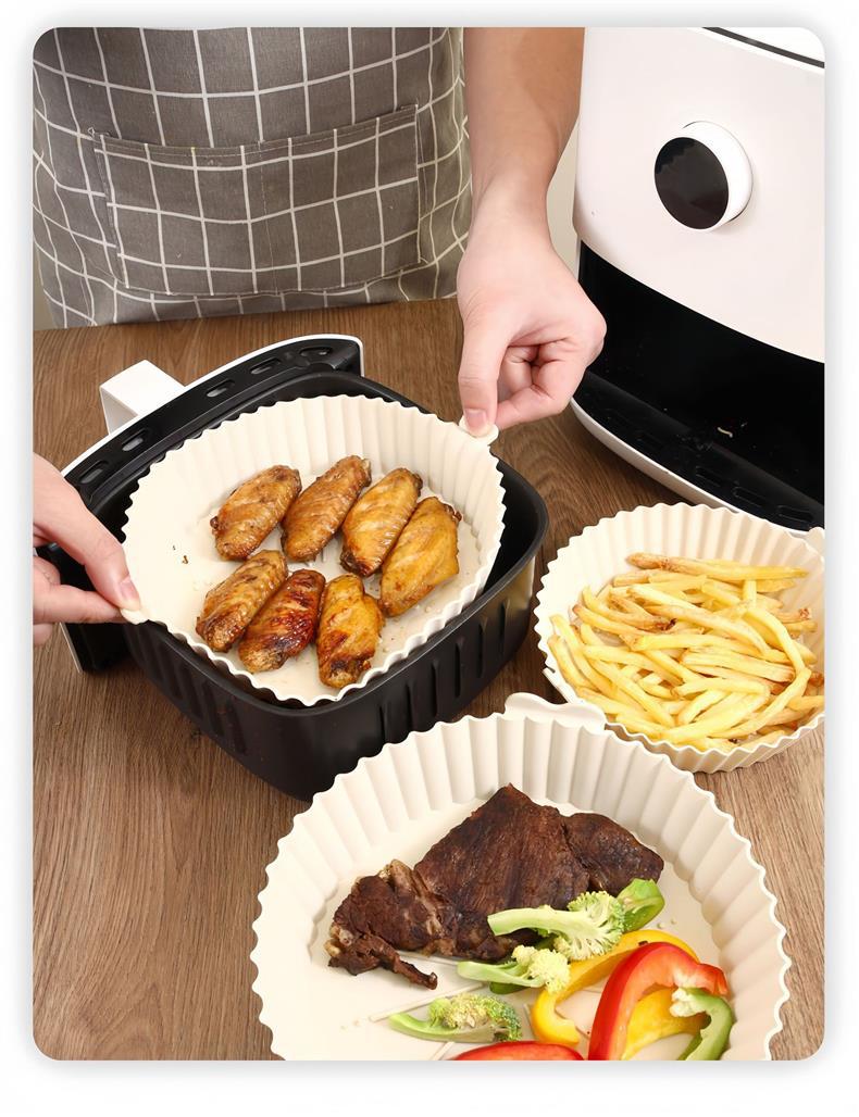 Silicone baking tray, high-temperature resistant air fryer, easy-to-clean baking tray, round and square cake baking mold, baking tray, fryer pic 11