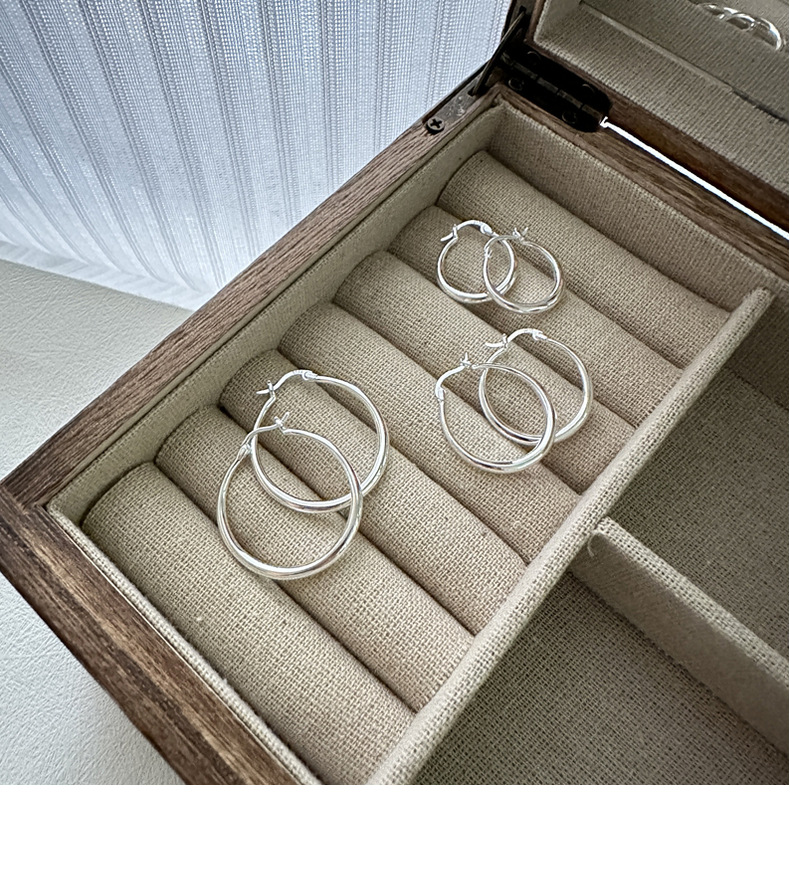 S925 sterling silver Korean version, a niche design basic round smooth gradient ear buckle for commuting wear pic 12