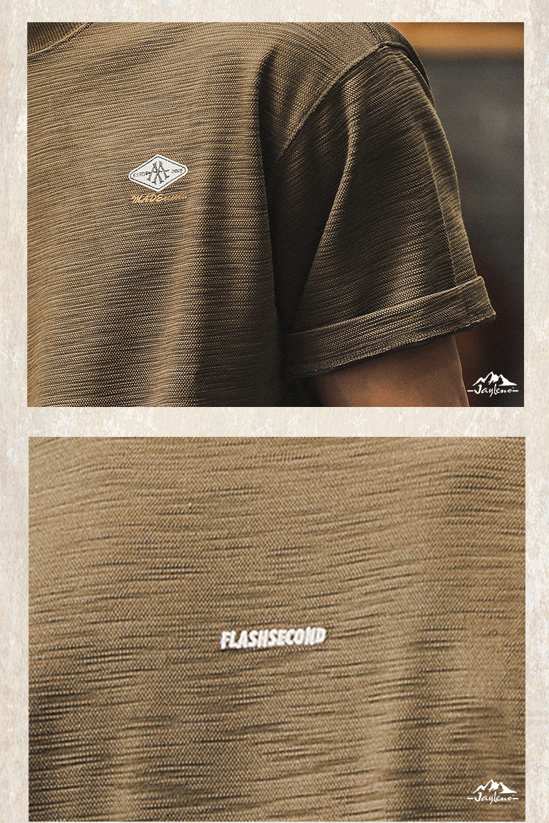 300g重磅弹力竹节棉短袖t恤男夏季潮牌刺绣复古上衣宽松圆领T恤潮详情16