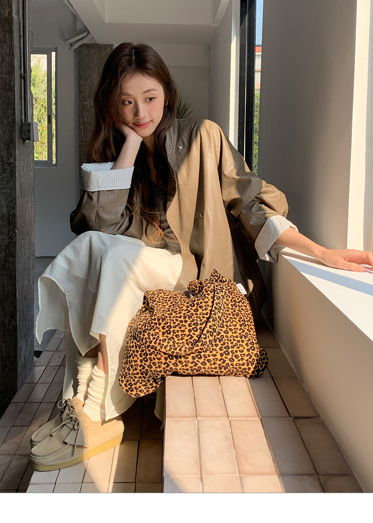 MOXI十三行女装2025春季新款皮衣外套女高级感中长款PU皮夹克外套详情22