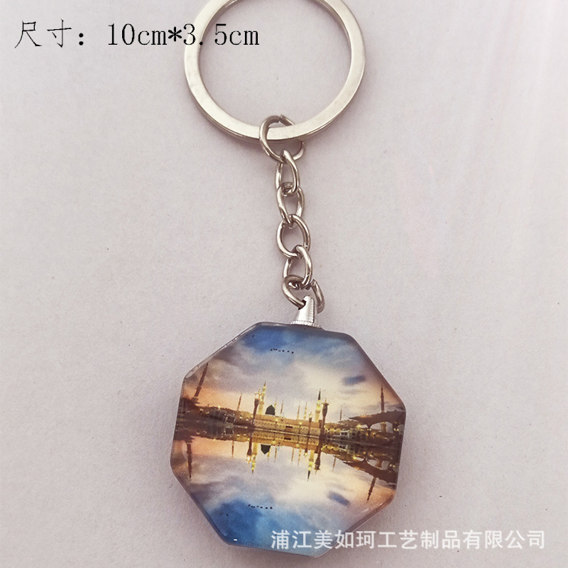 沙特阿拉伯建筑水晶双面钥匙扣挂件旅游礼品纪念品冰箱贴厂家直销详情7