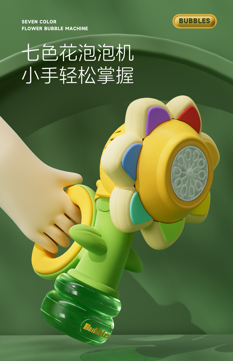 抖音爆款网红遥控向日葵泡泡机太阳七色花车载汽车尾部泡泡机玩具详情3