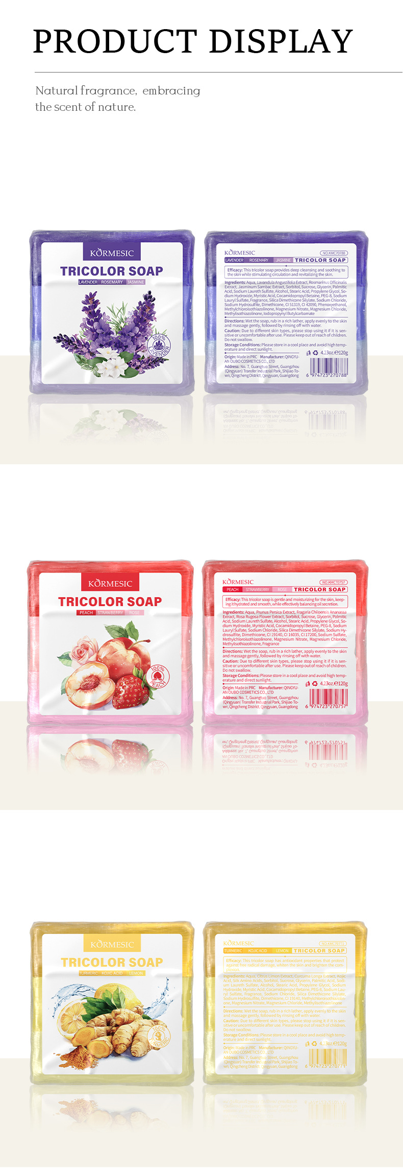 KORMESIC Cleansing Herbal Three-Color soap Deep Pore Cleansing and Oil Control Handmade Soap perfumed soap pic 22