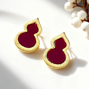 Chinese-style light luxury natural mother-of-pearl gourd ear studs, copper alloy micro-inlaid zircon s925 silver needle high-end earrings and pendants pic 1