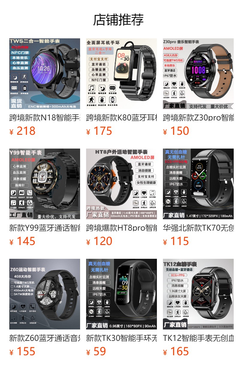 新款TK15智能手表尿酸血脂血糖心率监测蓝牙通话成人手表华强北详情1