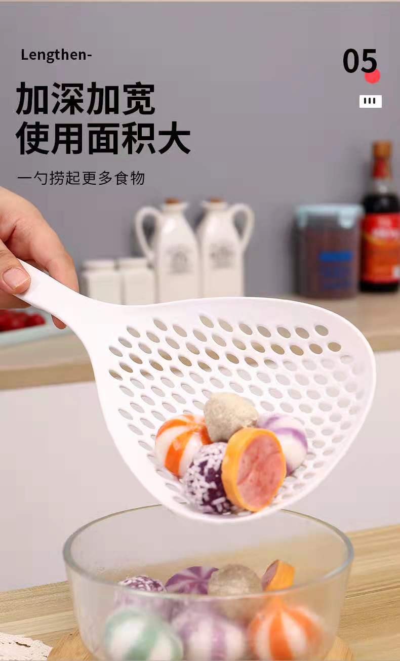 Large strainer spoon for scooping dumplings, noodles and rice noodles, draining spoon, kitchen draining long-handled filter screen strainer spoon manufacturer wholesale spoon pic 7