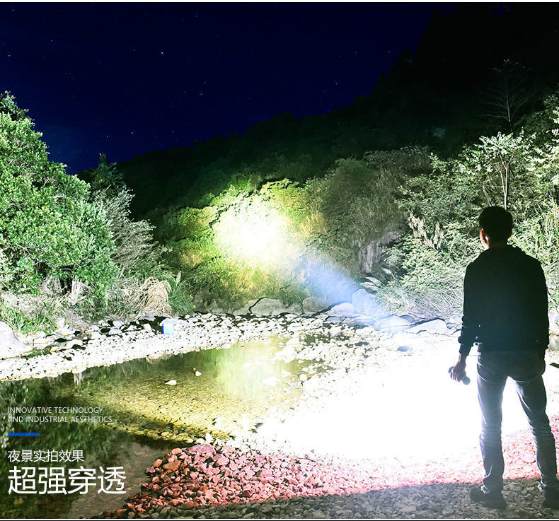 LED high-intensity flashlight, high-brightness long-range electric display COB side light, emergency light, portable searchlight, outdoor camping light pic 9