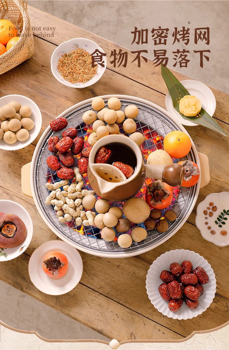 围炉煮茶室内电围炉烤火家用取暖炭火炉户外便携两用多功能烧烤炉详情7