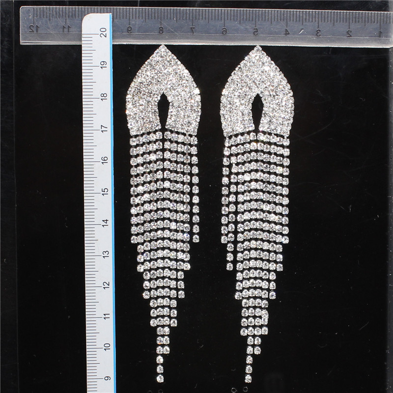 爪链流苏链装饰耳环长款耳针钻链耳饰品女孩首饰铜爪烧焊厂家直销详情6