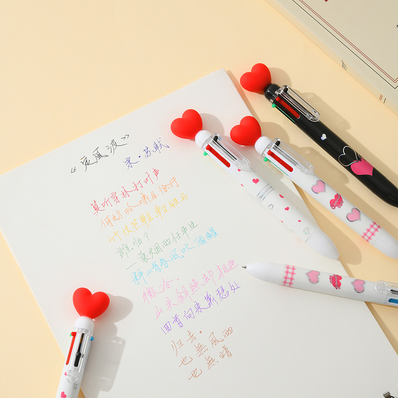 晨兮爱心六色笔圆珠笔按动多色笔中小学生学习文具写字笔学校奖品详情14