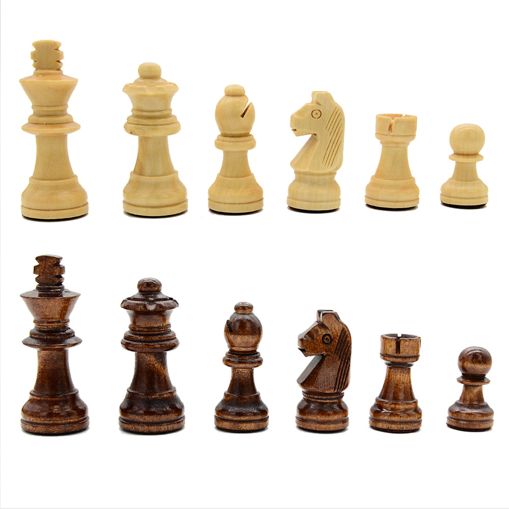 Two-in-one international chess checkers wooden board game toys with double back, non-magnetic for export pic 6