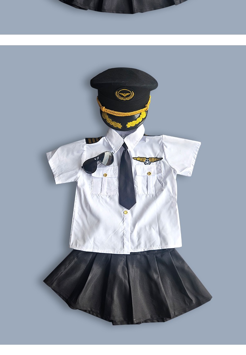 跨境六一中国机长儿童衣服空姐制服小学生儿童机长飞行员表演服装详情20