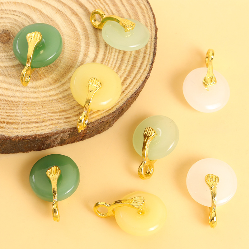 仿玉琉璃平安扣合金挂件小吊坠 diy饰品配件古风手链项链坠子材料详情2