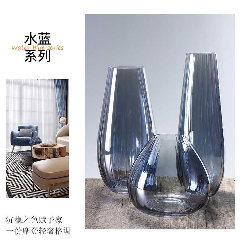 莱克斯无铅水晶大号花瓶欧式简约风透明高透客厅水培干花装饰摆件详情12