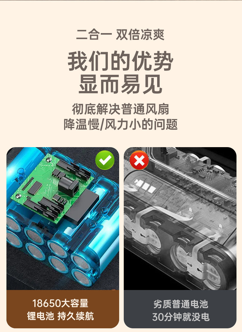 双向直流台地两用扇空气循环扇露营扇大功率空调扇定时变频电风扇详情2