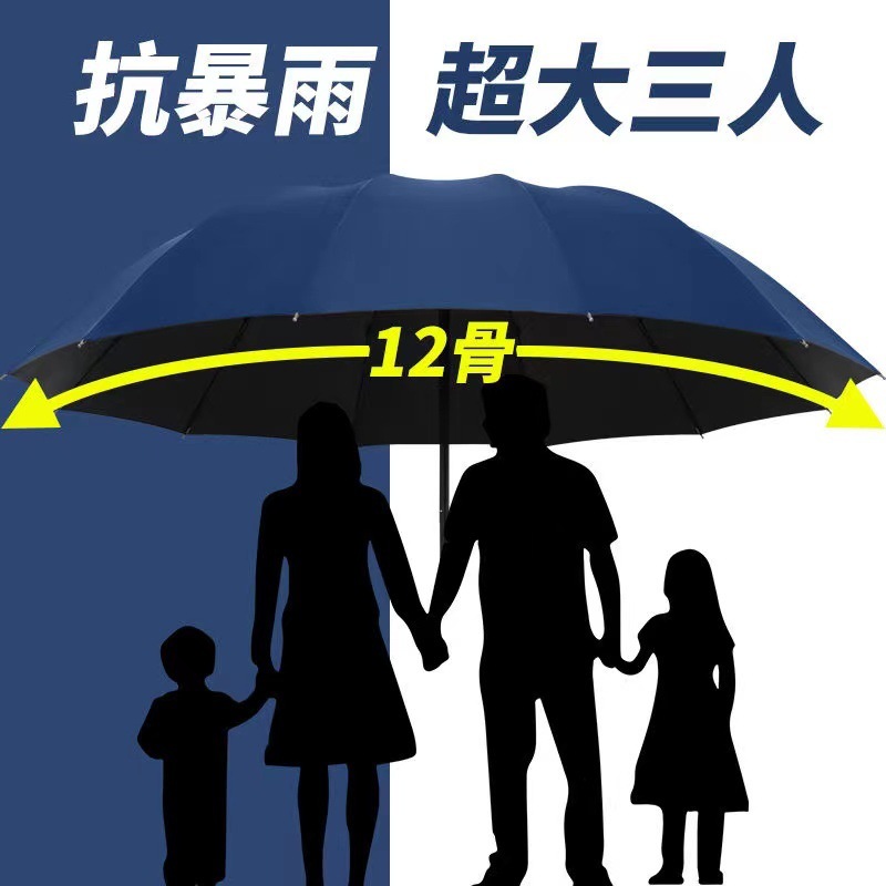 大号超大雨伞男女三人双人晴雨两用伞加大加固学生折叠加厚遮阳伞详情2