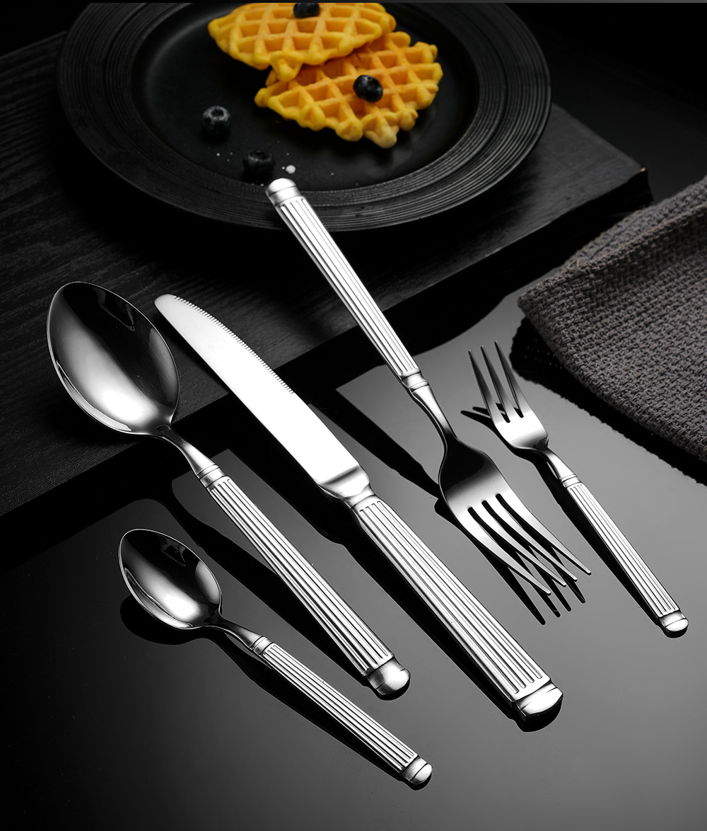 spoon不锈钢餐具叉子罗马柱刀叉勺高级感跨境西餐不锈钢刀叉餐具详情15
