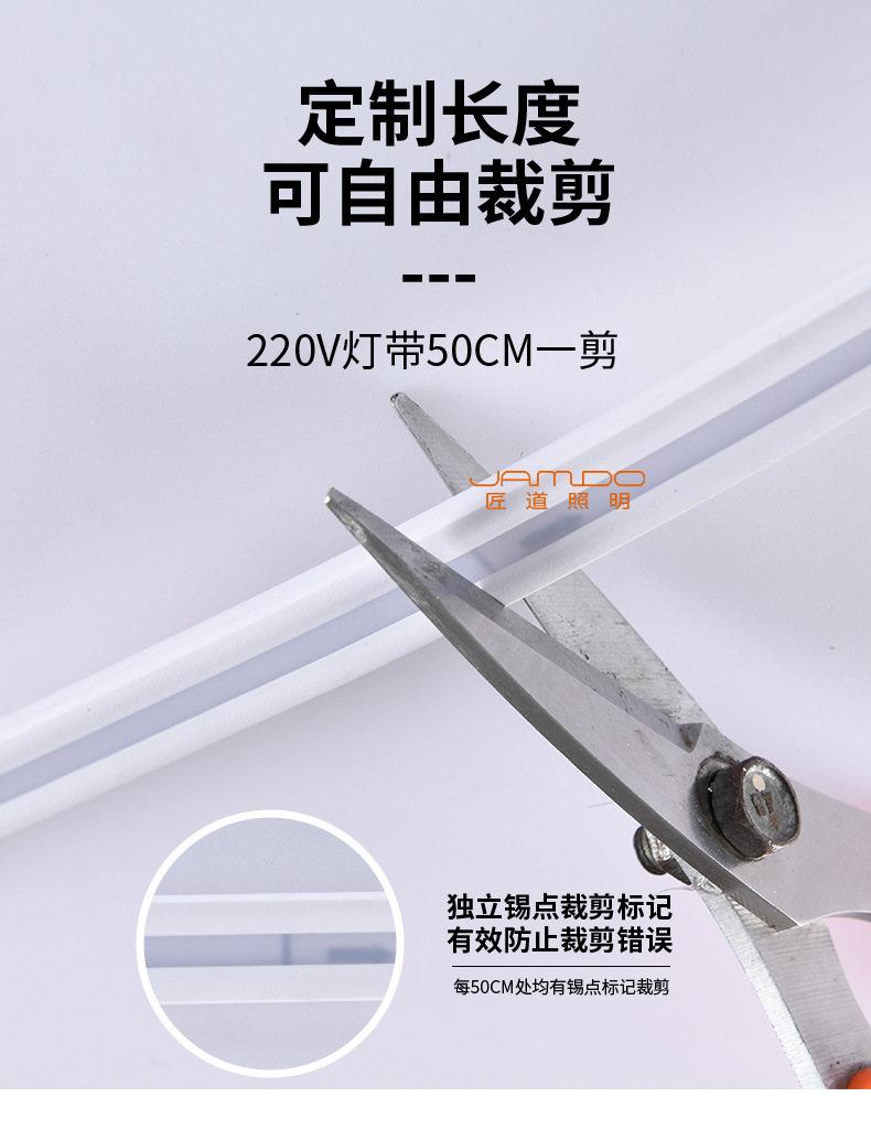 跨境cob灯带led条自粘220V户外防水高压灯条110v家用硅胶柔性灯帶详情13
