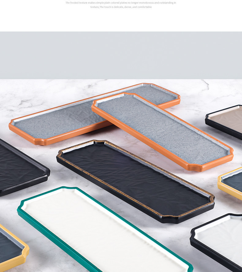 Melamine long strip plates, plastic rectangular plates, hot pot dish plates, barbecue plates, Japanese sushi plates, pastry plating, commercial pic 12