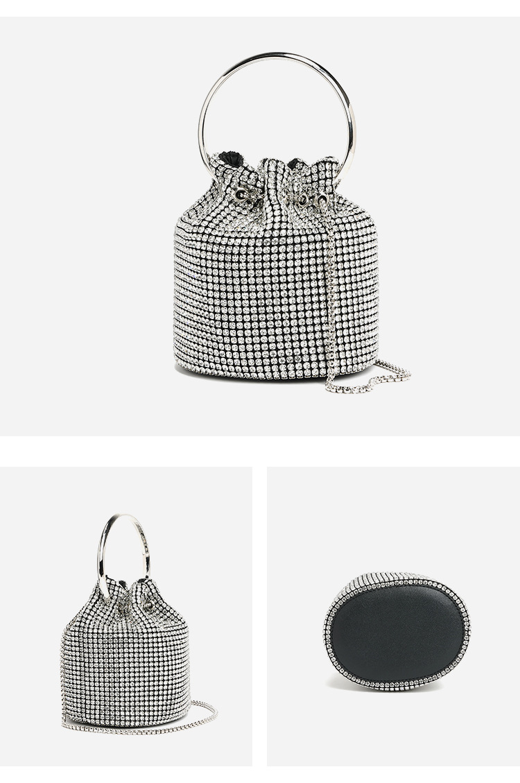 跨境热卖晚宴包钻包2024春季新款时尚链条镶钻单肩斜跨水桶包批发详情11