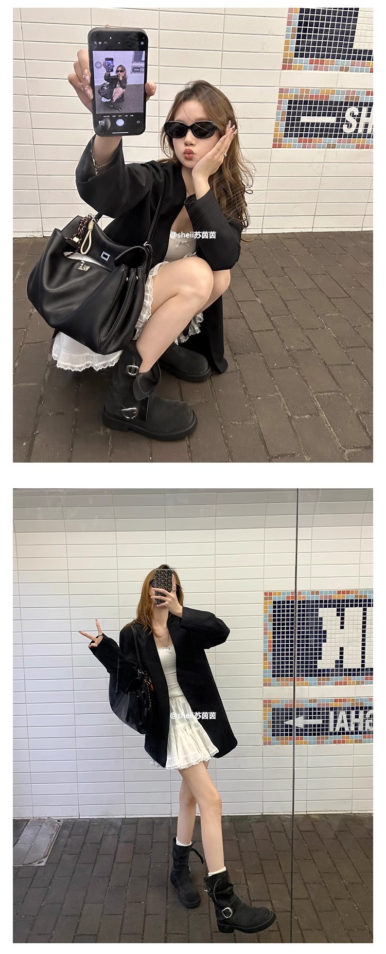 sheii苏茵茵同款！沙丘~超软糯厚底机车扣带短靴女马丁靴堆堆靴详情22