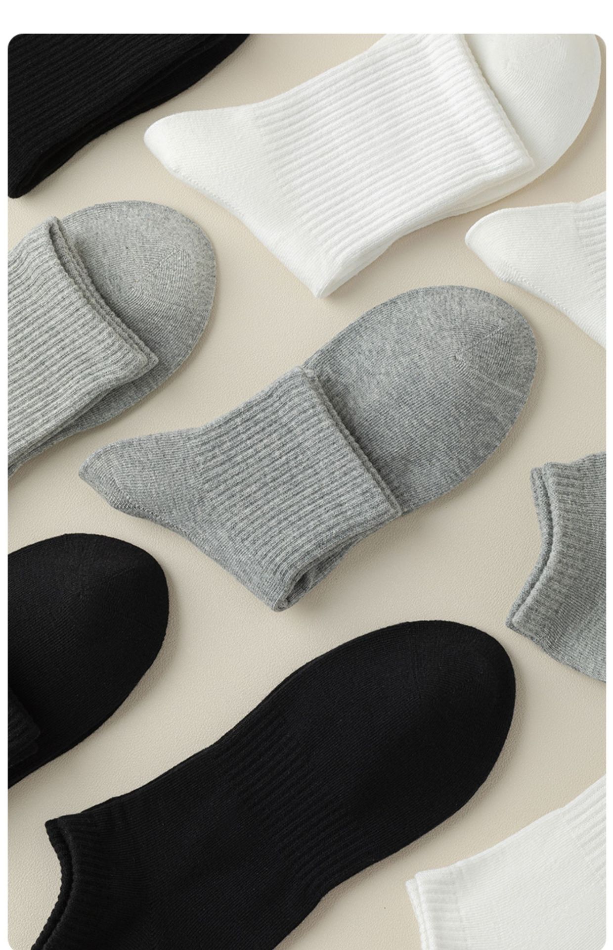 新疆长绒棉袜子黑白灰纯色抗菌束腰透气防臭商务休闲纯棉长筒袜子详情22
